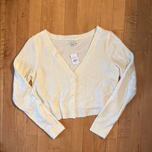 American Eagle Outfitters Cream Cropped Cardigan